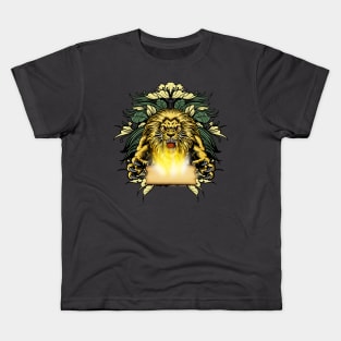 Awesome angry lion with a book Kids T-Shirt